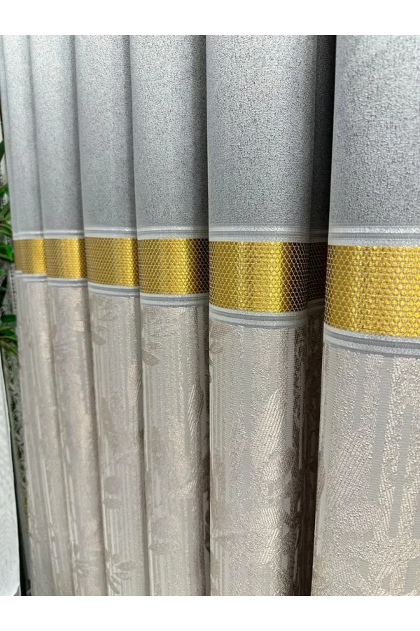 NİVEMESHOME ATA FT614168 V-2001 GRİ  1/3 SIK PİLELİ FON PERDE APM