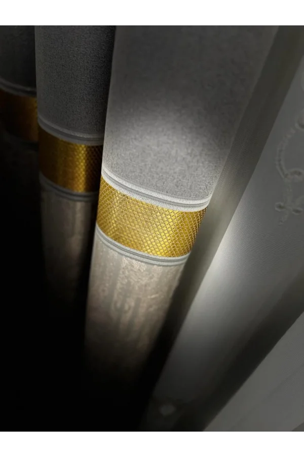 NİVEMESHOME ATA FT614168 V-2001 GRİ  1/3 SIK PİLELİ FON PERDE APM