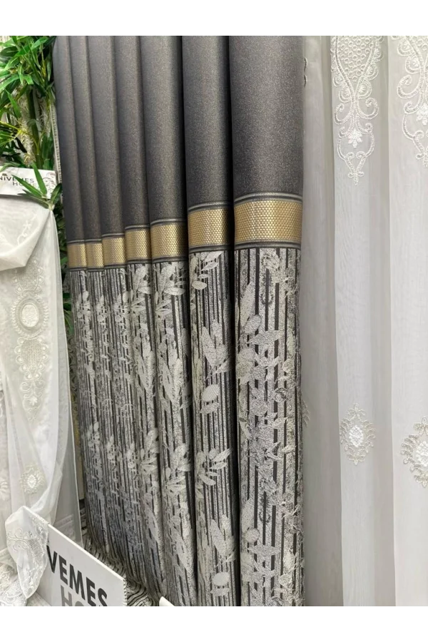 NİVEMESHOME ATA FT614168 V-2503 TAŞ 1/3 CORTINA DE FELPA APILADA APADA