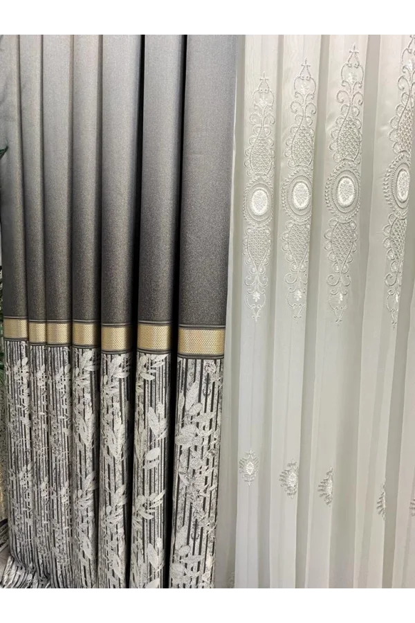 NİVEMESHOME ATA FT614168 V-2503 TAŞ 1/3 CORTINA DE FELPA APILADA APADA