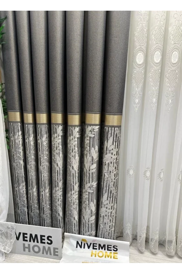 NİVEMESHOME ATA FT614168 V-2503 TAŞ 1/3 CORTINA DE FELPA APILADA APADA