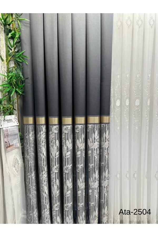 NİVEMESHOME ATA FT614168 V-2504 Антрацит 1/3 плотные жаккардовые занавеси APM