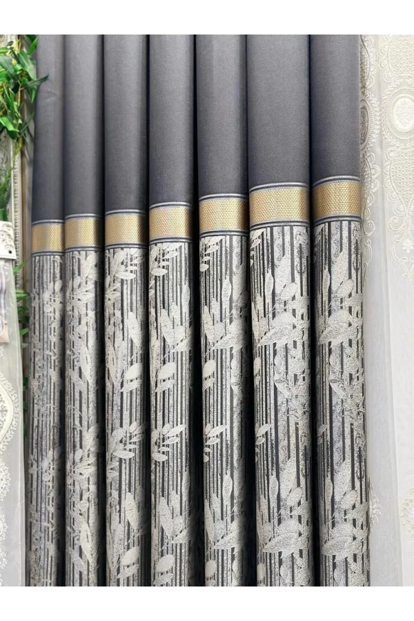 NİVEMESHOME ATA FT614168 V-2504 Антрацит 1/3 плотные жаккардовые занавеси APM