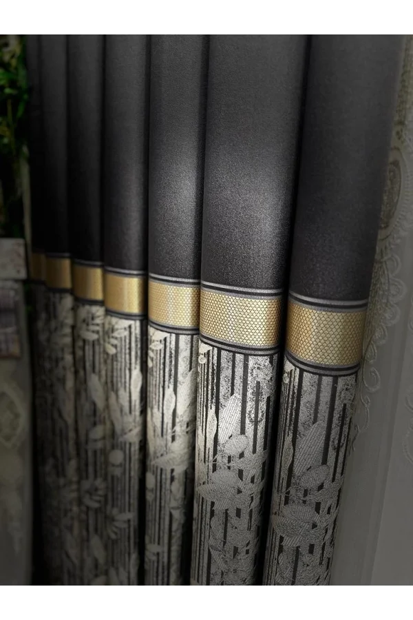 NİVEMESHOME ATA FT614168 V-2504 Антрацит 1/3 плотные жаккардовые занавеси APM