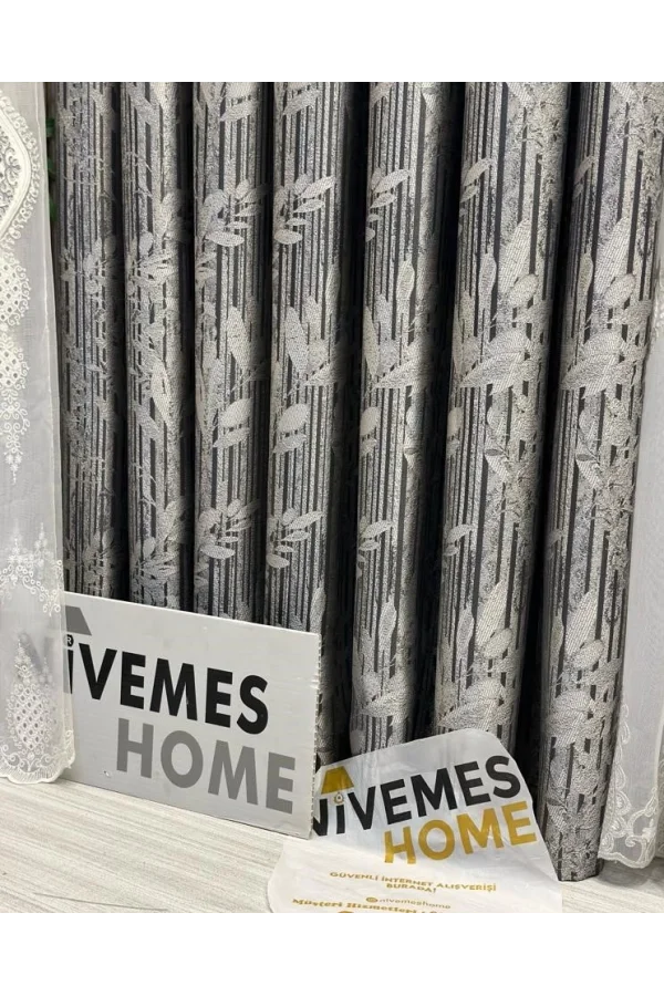 NİVEMESHOME ATA FT614168 V-2504 Антрацит 1/3 плотные жаккардовые занавеси APM