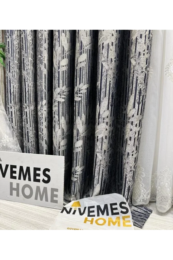 NİVEMESHOME ATA FT614168 V-502 AZUL 1/3 PLISADA CORTINA DE CORTINA APM