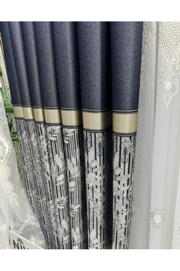 NİVEMESHOME ATA FT614168 V-502 AZUL 1/3 PLISADA CORTINA DE CORTINA APM