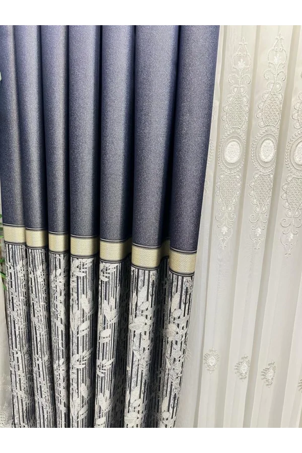 NİVEMESHOME ATA FT614168 V-502 AZUL 1/3 PLISADA CORTINA DE CORTINA APM