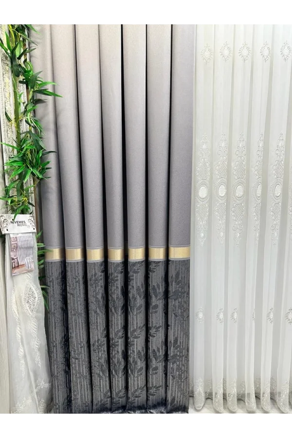 NİVEMESHOME ATA FT614168 V-5403 فضة 1/3 سميكة ريشة الستارة APM