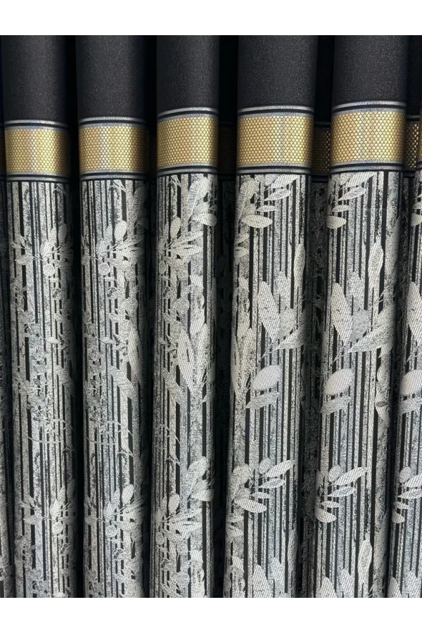 NİVEMESHOME ATA FT614168 V-902 SİYAH 1/3 SIK PİLELİ FON PERDE APM