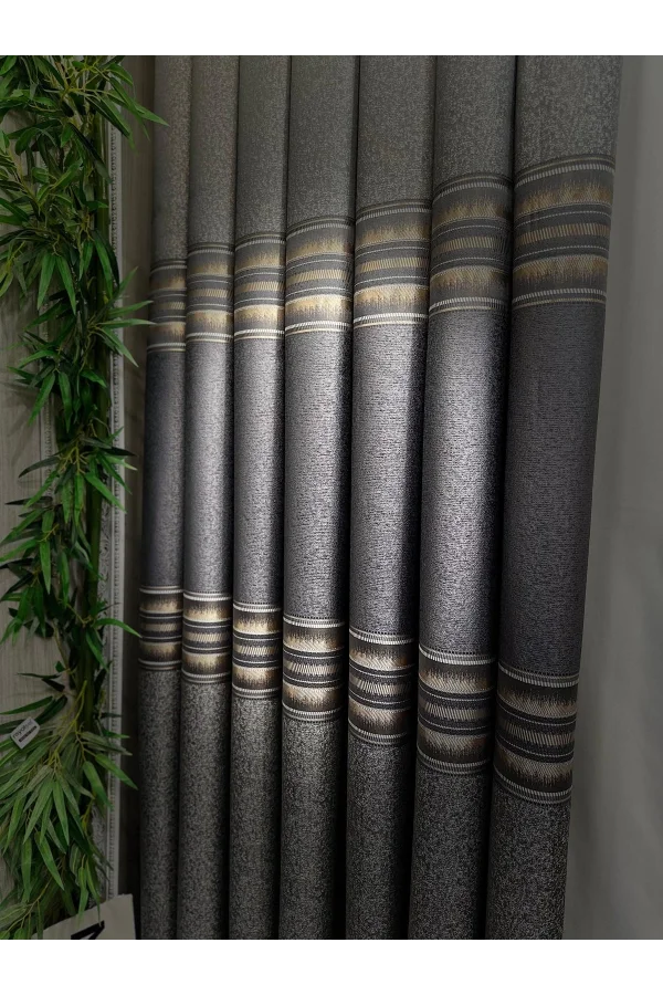 NİVEMESHOME FIRE FT614336 V_2540 ANTHRACITE 1/3 DENSE PILED BACKING CURTAIN APM