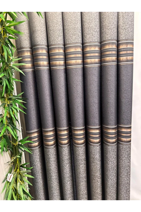 NİVEMESHOME FIRE FT614336 V_2540 ANTHRACITE 1/3 DENSE PILED BACKING CURTAIN APM