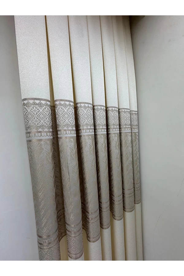 NİVEMESHOME AVŞA DESEN:632349 2004 KREM 1/3 SIK PİLE FON PERDE APM