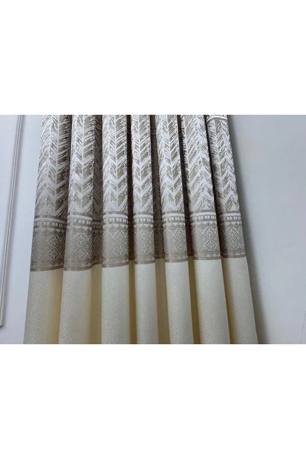 NİVEMESHOME AVŞA DESEN:632349 2004 KREM 1/3 SIK PİLE FON PERDE APM