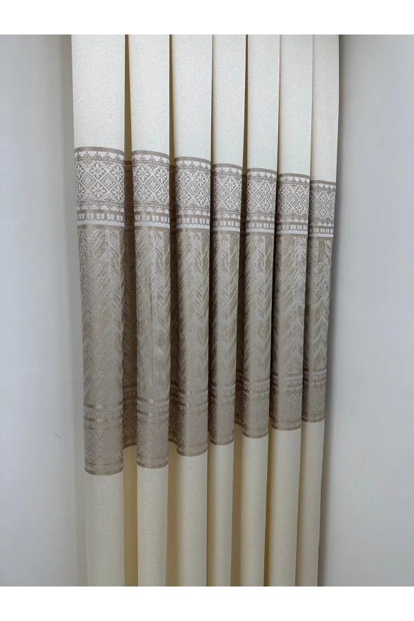 NİVEMESHOME AVŞA DESEN:632349 2004 KREM 1/3 SIK PİLE FON PERDE APM