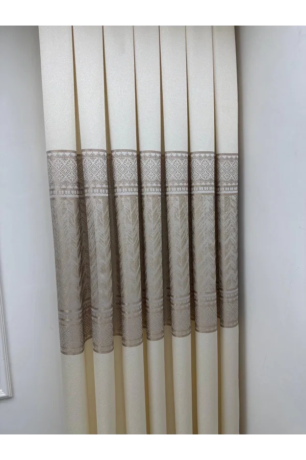 NİVEMESHOME AVŞA DESEN:632349 2004 KREM 1/3 SIK PİLE FON PERDE APM