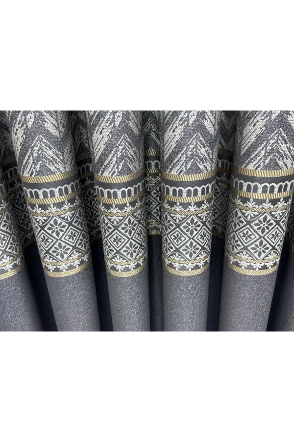 NİVEMESHOME AVŞA DESEN:632349 2504 ANTRASİT 1/3 SIK PİLE FON PERDE APM