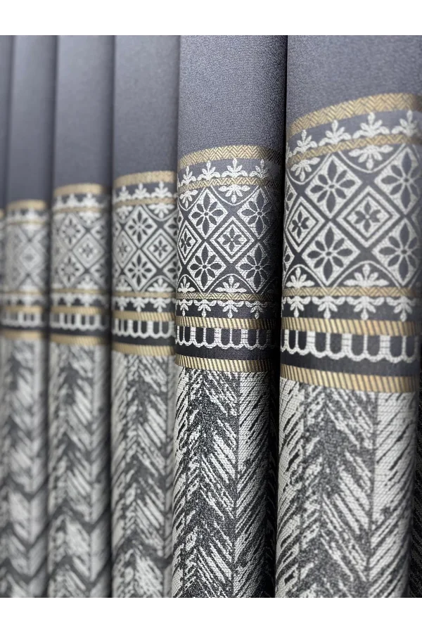 NİVEMESHOME AVŞA DESEN:632349 2504 ANTRASİT 1/3 SIK PİLE FON PERDE APM