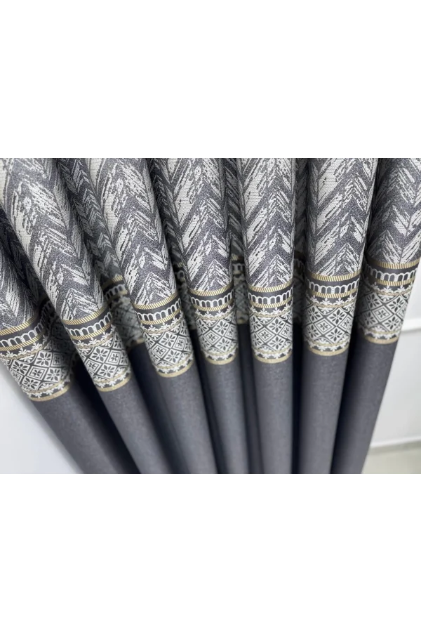 NİVEMESHOME AVŞA DESEN:632349 2504 ANTRASİT 1/3 SIK PİLE FON PERDE APM