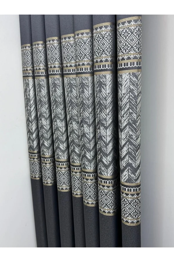 NİVEMESHOME AVŞA DESEN:632349 2504 ANTRASİT 1/3 SIK PİLE FON PERDE APM