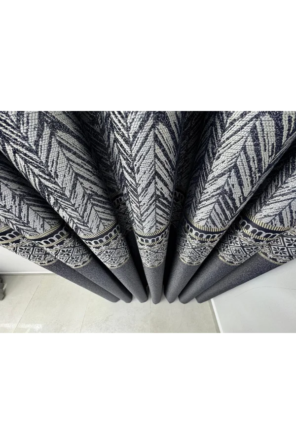 NİVEMESHOME AVŞA DESEN:632349 502 LACİVERT 1/3 SIK PİLE FON PERDE APM