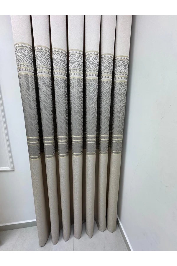 NİVEMESHOME AVŞA DESEN:632349 5204 VİZON 1/3 SIK PİLE FON PERDE APM