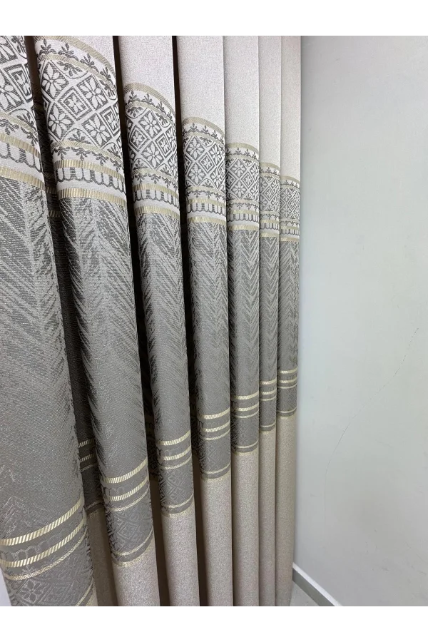 NİVEMESHOME AVŞA DESEN:632349 5204 VİZON 1/3 SIK PİLE FON PERDE APM