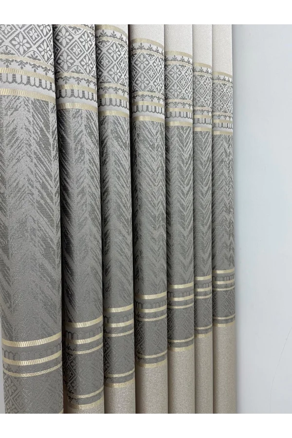 NİVEMESHOME AVŞA DESEN:632349 5204 VİZON 1/3 SIK PİLE FON PERDE APM