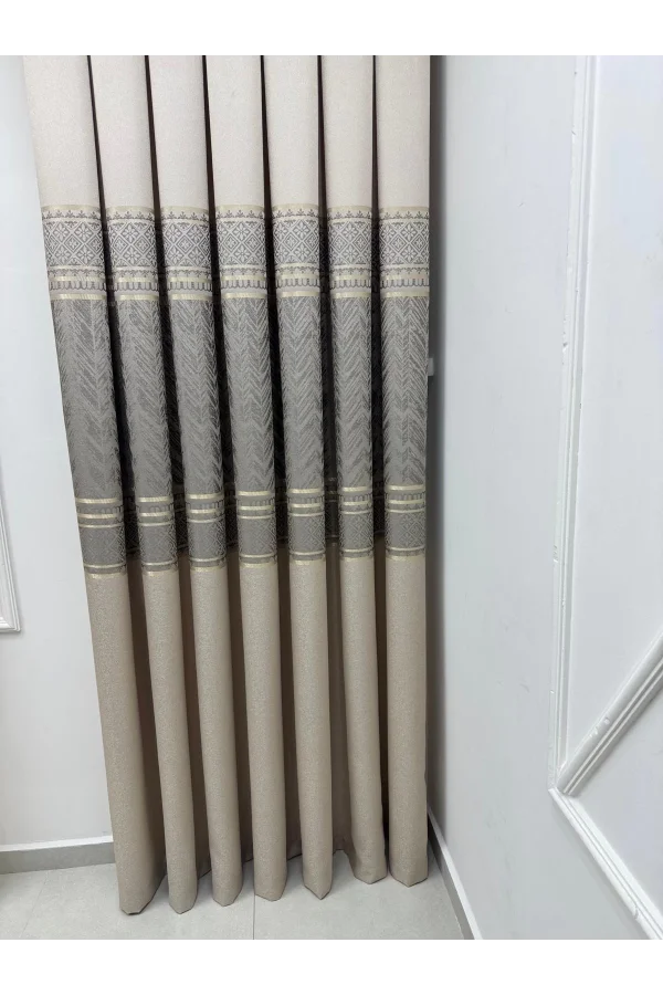 NİVEMESHOME AVŞA DESEN:632349 5204 VİZON 1/3 SIK PİLE FON PERDE APM