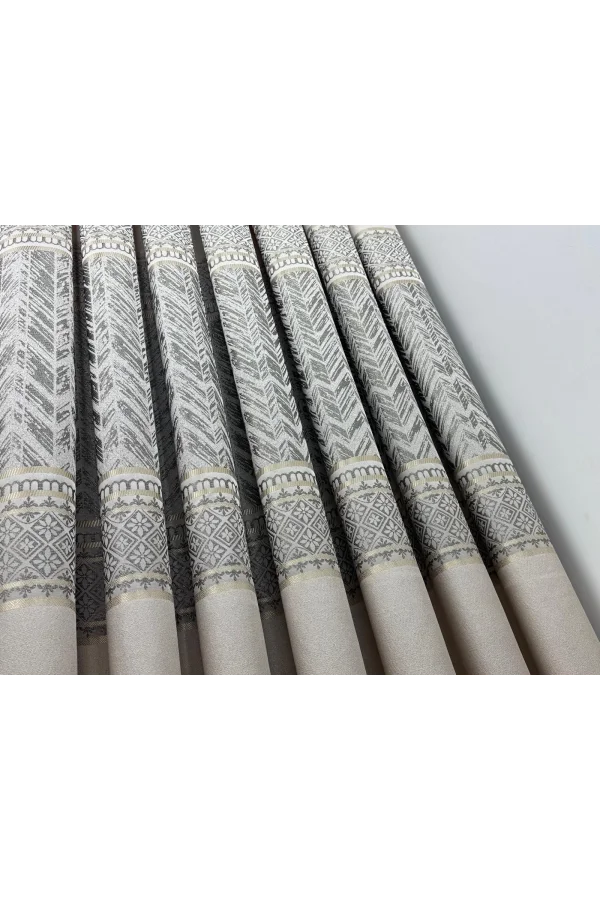 NİVEMESHOME AVŞA DESEN:632349 5204 VİZON 1/3 SIK PİLE FON PERDE APM