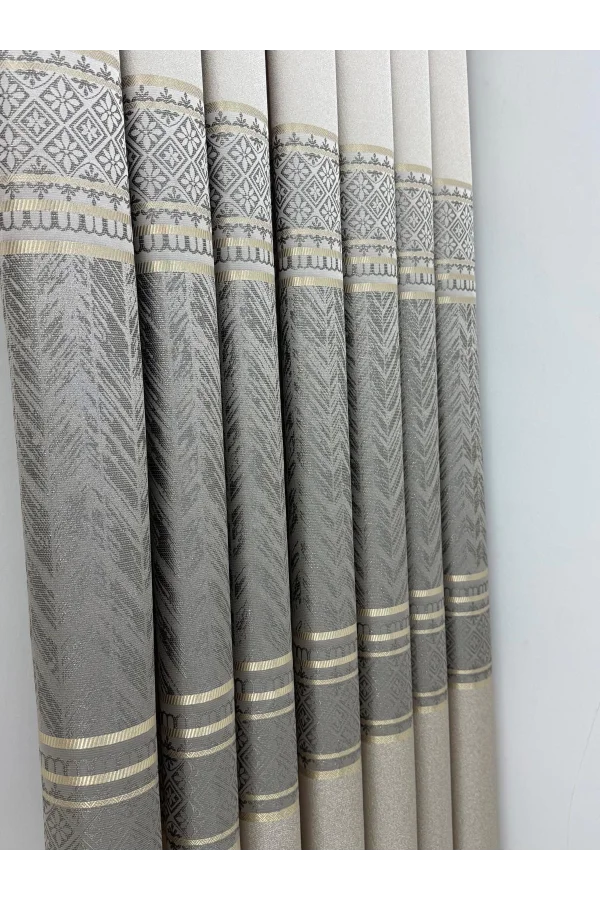 NİVEMESHOME AVŞA DESEN:632349 5204 VİZON 1/3 SIK PİLE FON PERDE APM