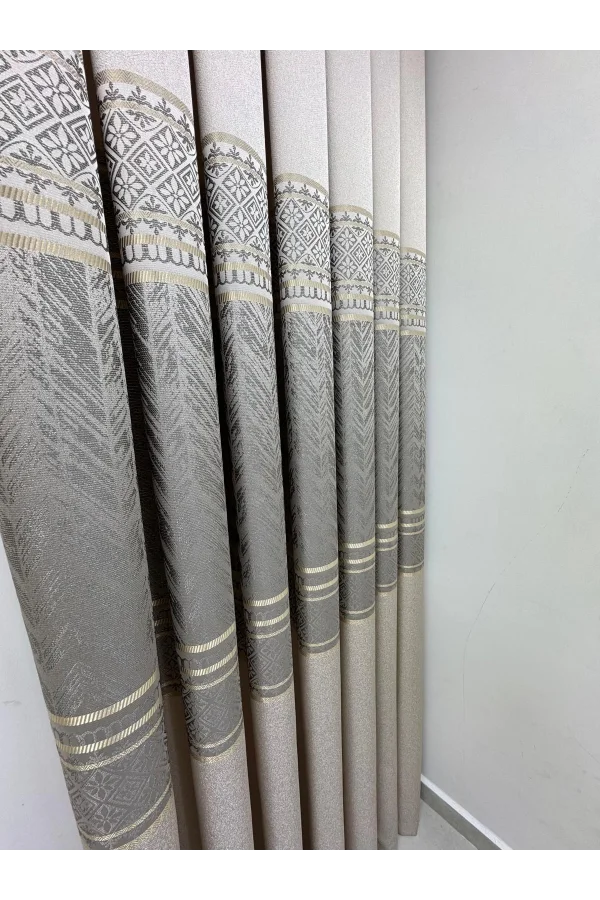 NİVEMESHOME AVŞA DESEN:632349 5204 VİZON 1/3 SIK PİLE FON PERDE APM