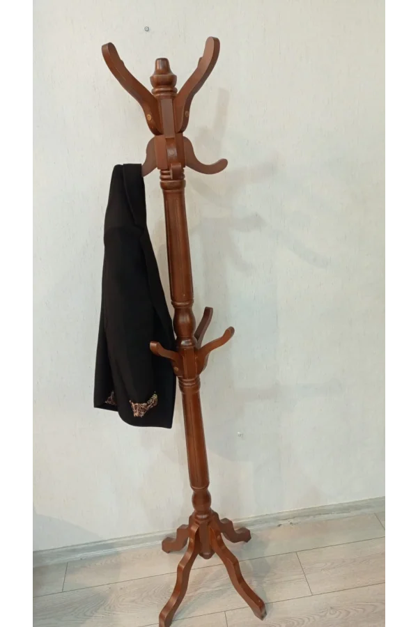 PERCHERO DE MADERA DE NOGAL DE PIE NIVEMESHOME DE 175 CM