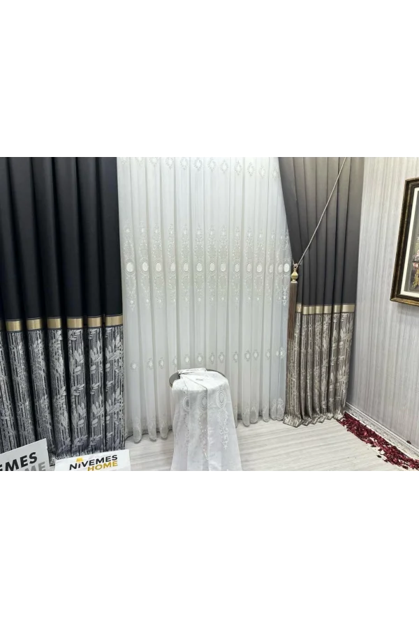 NİVEMESHOME AZRA 1/3 Sık Plisel Tül Perde APM