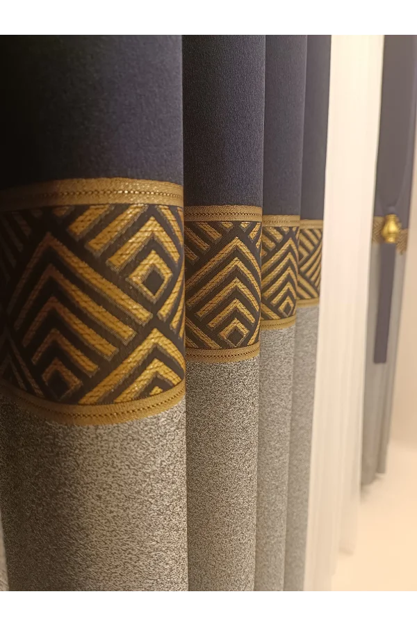 NİVEMESHOME BANGOR SCHWARZ-GRAU 1/3 DICKER POLSTERVORHANG APM