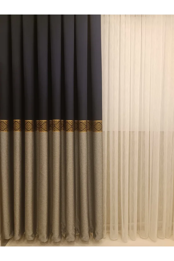 NİVEMESHOME BANGOR SCHWARZ-GRAU 1/3 DICKER POLSTERVORHANG APM