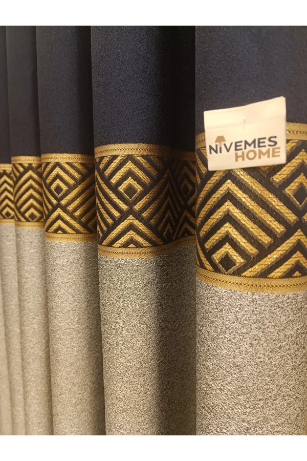 NİVEMESHOME BANGOR SCHWARZ-GRAU 1/3 DICKER POLSTERVORHANG APM