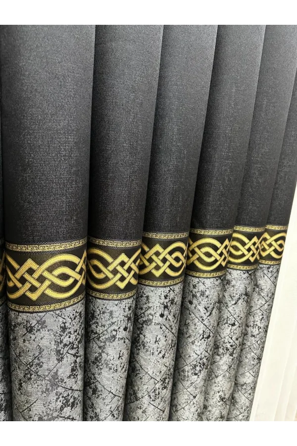 NIVEMESHOME BEGONYA NEGRO-ORO 1/3 PLISADO CORTINA DE FONDO APM