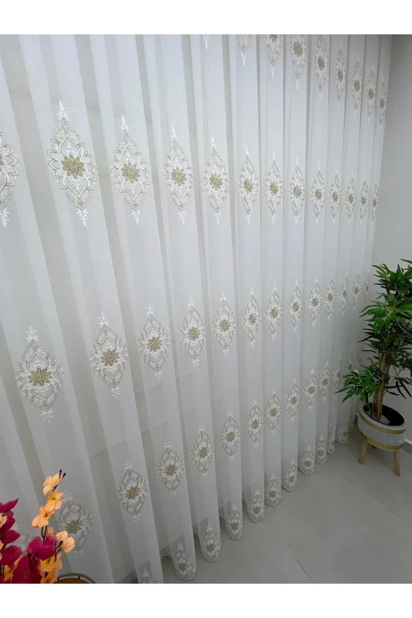 NİVEMESHOME BELİNDA 711 GOLD  1/2,5 PİLELİ TÜL PERDE APM