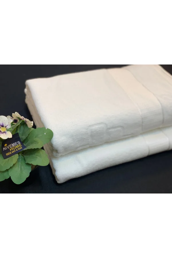 NİVEMESHOME BEYAZ 90X150 LOGOLU BANYO HAVLUSU