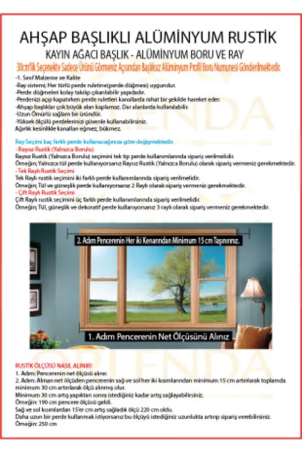 NİVEMESHOME BIANCO LEGNO RUSTICO ASTA PER TENDE/PALO RUSTICO CON BINARIO 150 CM