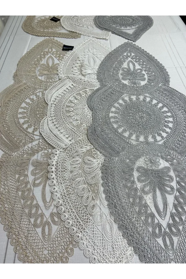 NİVEMESHOME BEYAZ ÖRME TAKIM 3 PARÇA SUNUMLUK SETİ (RUNNER + SUPLA 2 ADET)