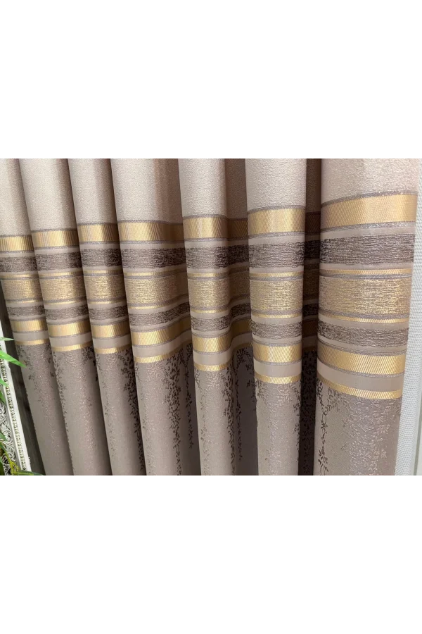 NİVEMESHOME BEYZADE FT614338 V-5202 VİZON 1/3 SIK PİLELİ FON PERDE APM