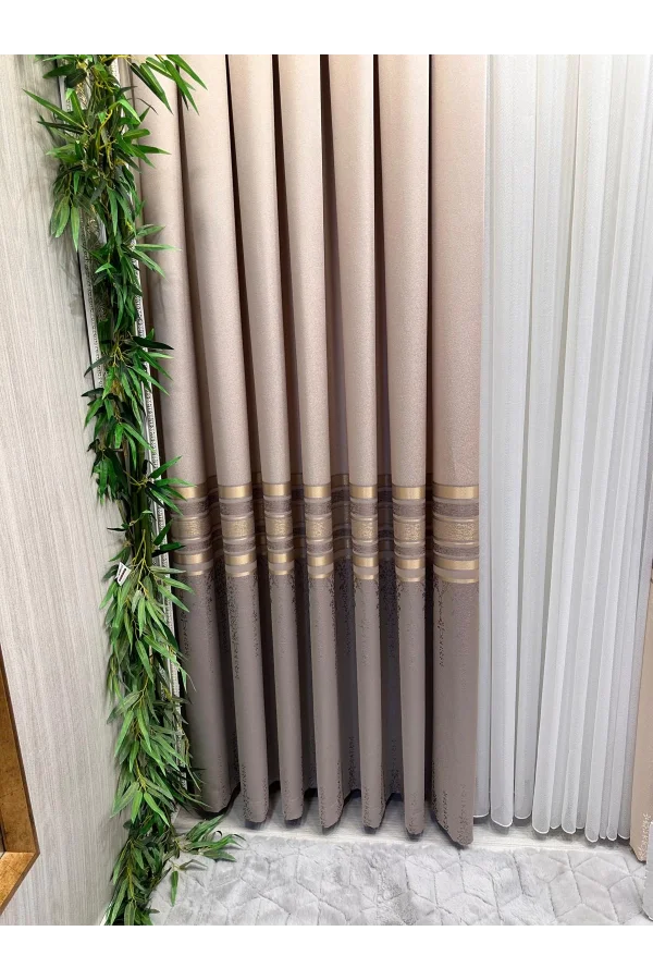 NİVEMESHOME BEYZADE FT614338 V-5202 VİZON 1/3 SIK PİLELİ FON PERDE APM