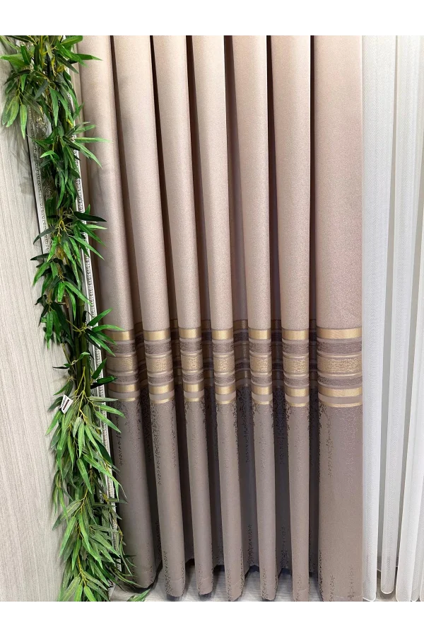 NİVEMESHOME BEYZADE FT614338 V-5202 VİZON 1/3 SIK PİLELİ FON PERDE APM