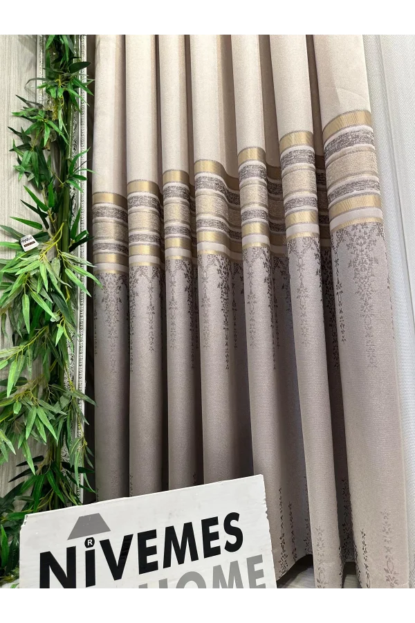 NİVEMESHOME BEYZADE FT614338 V-5202 VİZON 1/3 SIK PİLELİ FON PERDE APM