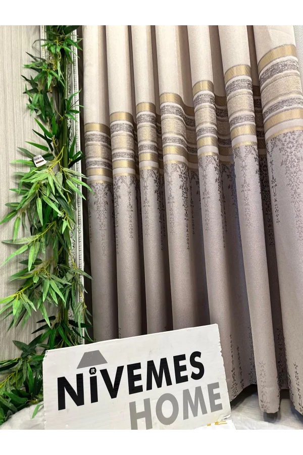 NİVEMESHOME BEYZADE FT614338 V-5202 VİZON 1/3 SIK PİLELİ FON PERDE APM