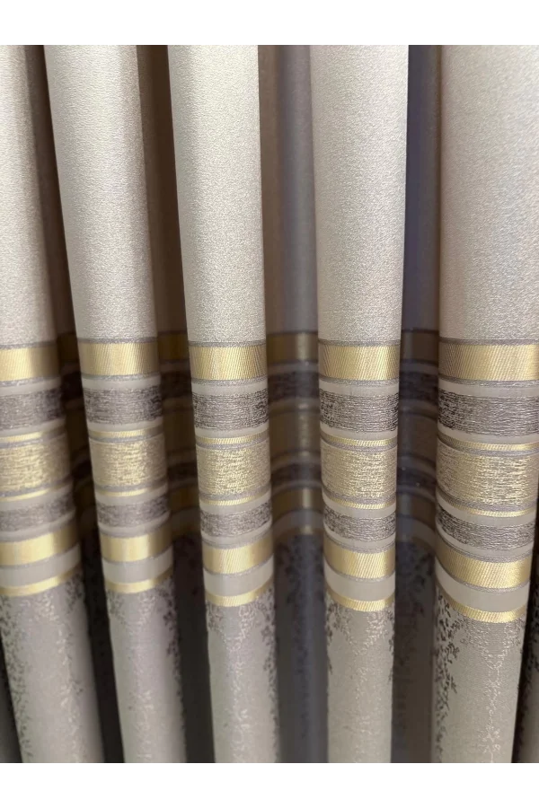 NİVEMESHOME BEYZADE FT614338 V-5202 VİZON 1/3 SIK PİLELİ FON PERDE APM