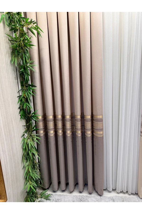 NİVEMESHOME BEYZADE FT614338 V-5202 VİZON 1/3 SIK PİLELİ FON PERDE APM