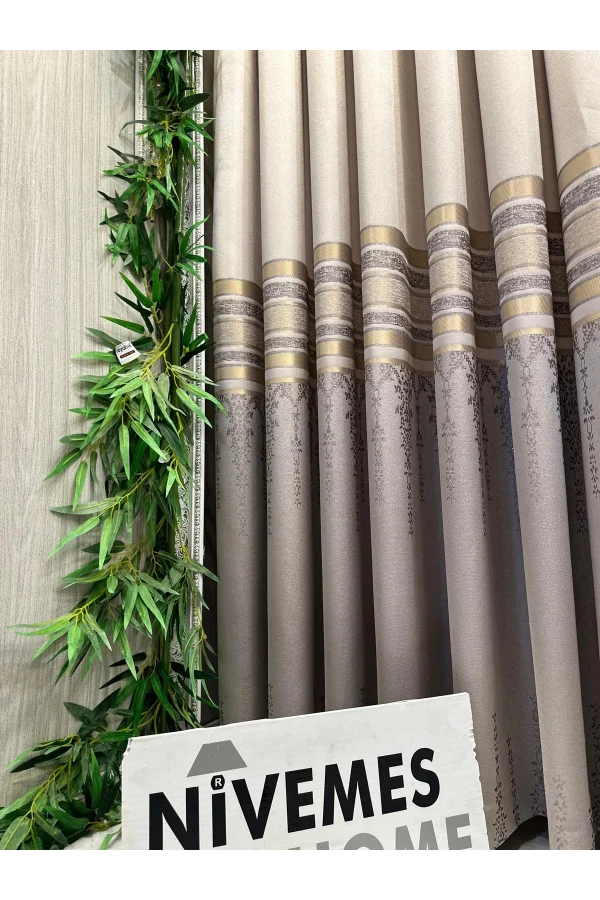 NİVEMESHOME BEYZADE FT614338 V-5202 VİZON 1/3 SIK PİLELİ FON PERDE APM